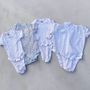 Gerber White and Light Blue Baby One-Pieces - Set of 5